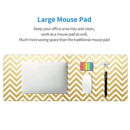 Golden Geometric Diagram Mouse Pad Large Gaming Mousepad Non-Slip Rubber Base Keyboard Mouse Mat for Laptop Keyboard Desktop 31.5 x 11.8 inch - color: Golden Geometric Diagram