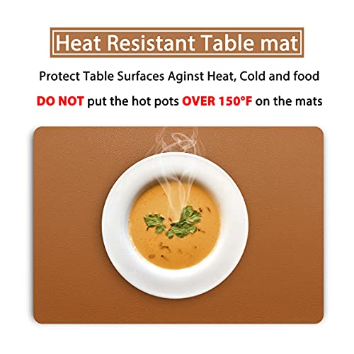 Wipeable Placemats Leather Table Mats Waterproof Heat-Resistant Easy to Clean for Dining Table Set Kitchen Table (6, Brown) - color: Brown, size: set of 6