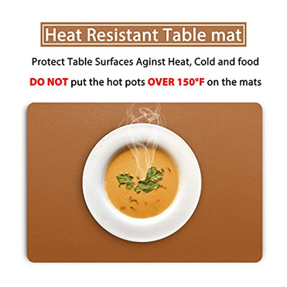 Wipeable Placemats Leather Table Mats Waterproof Heat-Resistant Easy to Clean for Dining Table Set Kitchen Table (6, Brown) - color: Brown, size: set of 6