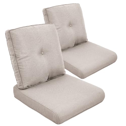 Outdoor Chair Cushion Set of 2, Waterproof Outdoor Seat Cushions 25x22 , Patio Chair Cushions for Outdoor Furniture, Replacement Couch Loveseat Cushion, Include 2 Back & 2 Seat Cushions, Button/Beige - color: Oatmeal Beige, size: 22"x25" Deep Seat