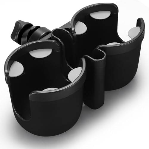 Accmor Stroller Cup Holder with Phone Holder, Bike Cup Holder, Universal Cup Holder for Uppababy Nuna Doona Strollers, 2-in-1 Cup Holder for Walker, Wheelchair, Scooter - color: Double Holder-Other Shape