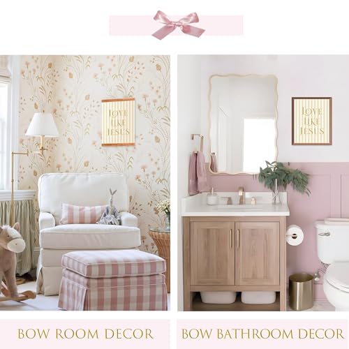 LARTSFRO Coquette Yellow Bow Jesus Wall Art Decor Posters, Butter Yellow Bow Christian Room Bedroom Bathroom Dorm Wall Art Decor Aesthetic for College Teen Girls Gifts, Inspirational Bible Verses Bow Wall Decor, 10x8 Inch Set of 4 Bow Pictures(UNFRAMED) -