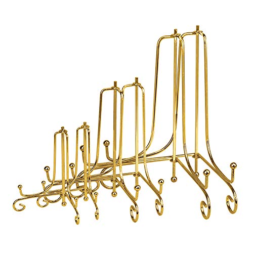 LIONWEI LIONWELI 6 Pack Iron Display Stand,Gold Iron Easel Plate Holder Stand for Displaying Pictures, Plates, Books and Arts (4, 6, 8 inch) - color: Gold