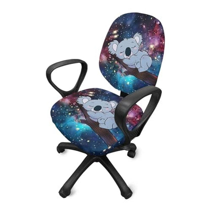 Galaxy Koala Computer Chair Cover Stretchable Office Chair Covers 2 Piece Universal Fit Most Wheelchairs,Computer Chairs,Gaming Chairs Cute Washable Slipcovers Protector Starry Night - color: Galaxy Koala