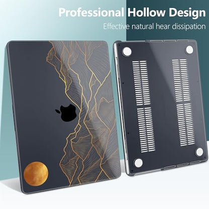 DONGKE Case for MacBook Pro 14 Inch (2026-2021 Release, M5 M4 M3 M2 M1 Pro/Max Chip), Plastic Slim Hard Shell Protective Cover with Keyboard Cover & Screen Protector, Abstract Mountain - color: Abstract Mountain X692