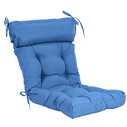 QILLOWAY Outdoor Rocking Chair Cushions Set of 2, 100% Polyester Waterproof Patio Rocking Chair Cushion, High Back Weatherproof Chair Pad for Adirondack & Outdoor Furniture, Marine Blue - color: Marine Blue