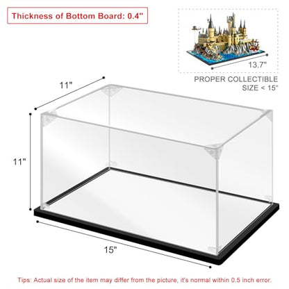 Acrylic Display Case, 15.8×11.8×11 Inch Clear Acrylic Display Box with Black Frame, Assemble Collectibles Display Case for Trophy, Action Figures, Dolls & Building Toys - size: 15.8*11.8*11inch