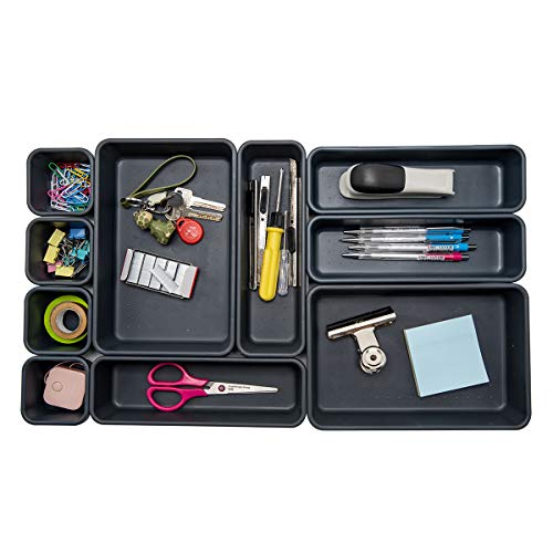 Interlocking Desk Drawer Organizer Separators for Kitchen, Bathroom, Makeup, Office (Set of 10)