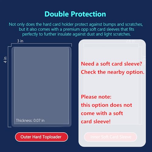 JohnBee Card Sleeves - 3"x4" Hard Plastic Top Loaders for Cards - Trading Card Sleeve & Baseball Card Holder - Premium Topload Ablum Photocard Holder for Sports, Game & Kpop Cards (Only 100 Hard) | Fit 2.5" x 3.5" Standard Cards, HD, Anti-Scratch for Coll
