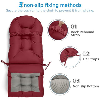 Adirondack Chair Cushion Waterproof Rocking Chair Cushion, Tufted High Back Patio Chair Cushions with Anti-Slip Ties for Rocking Chairs,Adirondack Chair,Patio Furniture (Burgundy) - color: Burgundy