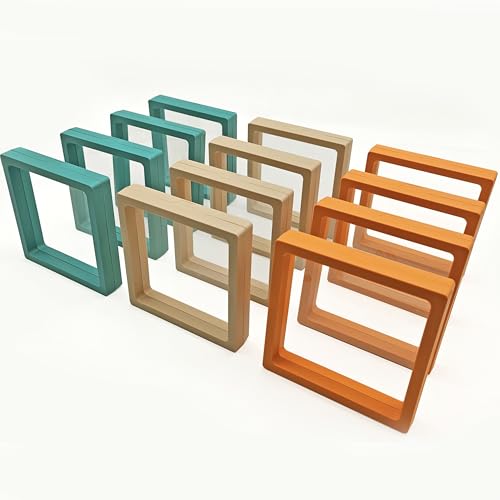 12PCS 3D Floating Frame Display Stand, Jewelry Box, Gift Box, Ornament Organizer, Small Travel Jewelry Box, PE Film Anti-Oxidation, Suspended Display Box Stackable (4.33 * 4.33, Type 4) - color: 4.33*4.33, Type 4