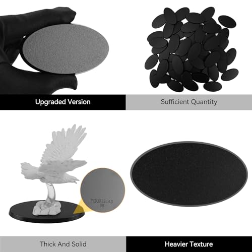 30PCS Textured Plastic Black Oval Miniature Bases, Model Base for Gaming Miniatures or Wargames Table Top Games - color: Oval-30pcs-black
