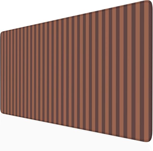 Brown Striped Desk Mat Cute Pastel XXL Large Gaming Mouse Pad Desk Pad Kawaii Cozy Aesthetic Keyboard Laptop Computer Mat Home Office Decor for Women - color: A6- Chocolate Brown