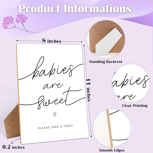 Babies Are Sweet - Dessert Table Sign for Baby Shower Party Supplies, 8×11 Inches Wooden Sign With Stand, Gender Neutral Tabletop Decor for Gender Reveal Party, Baby Shower Decorations - style: Babies Are Sweet