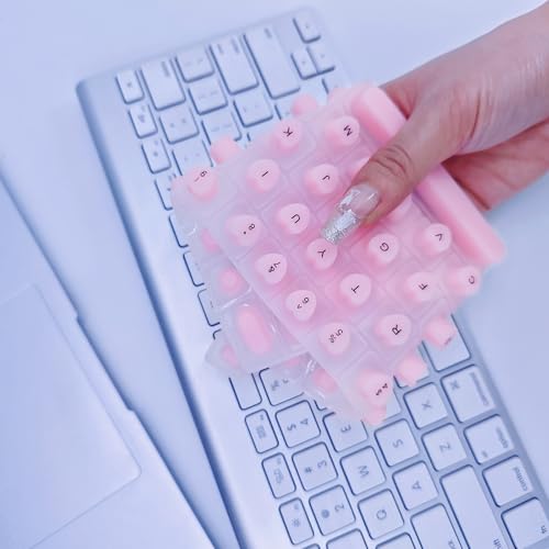 Keyboard Cover for Long Nails Compatible with MacBook Pro 13 inch M2 2023, 2022, 2021 2020 M1 A2338 A2289 A2251&Compatible with MacBook Pro 16 2020 2019 A2141 Touch ID, US ANSI (Pink & Heart) - color: Pink