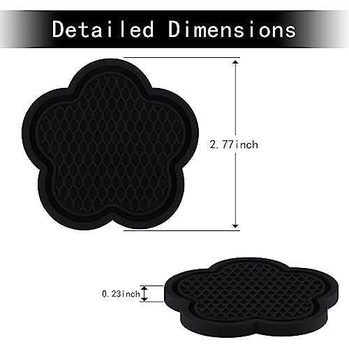 GArhomxy Non-Slip Cup Coaster, 4pcs Universal Shaped Coaster, PVC Flower, Crystal Car Interior (Black) - color: Black