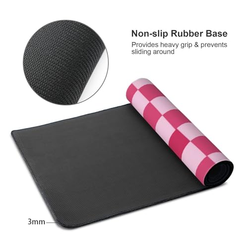 Pink Purple Checkerboard Mouse Pad Large Desk Mat for Keyboard and Mouse Non-Slip Gaming Mousepad Office Desk Accessories for Computer 35.4x15.7Inch - color: Pink Purple Checkerboard