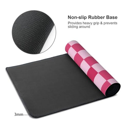 Pink Purple Checkerboard Mouse Pad Large Desk Mat for Keyboard and Mouse Non-Slip Gaming Mousepad Office Desk Accessories for Computer 35.4x15.7Inch - color: Pink Purple Checkerboard