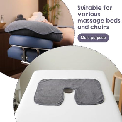 12 Pack Microfiber Face Cradle Covers, Large Soft Reusable Non-Stick Massage Headrest Protectors for Any Professional SPA Tables & Chairs, Charcoal Gray