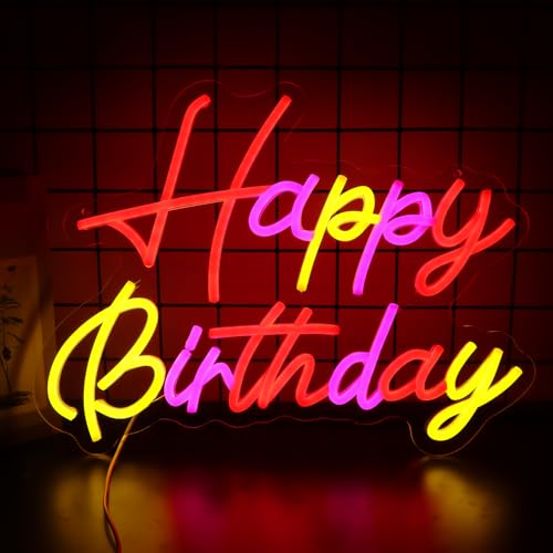 Happy Birthday Neon Signs for Wall Decor，Led Neon Light for Bedroom，Christmas Birthday Party decorations Gifts - style: Happy Birthday001