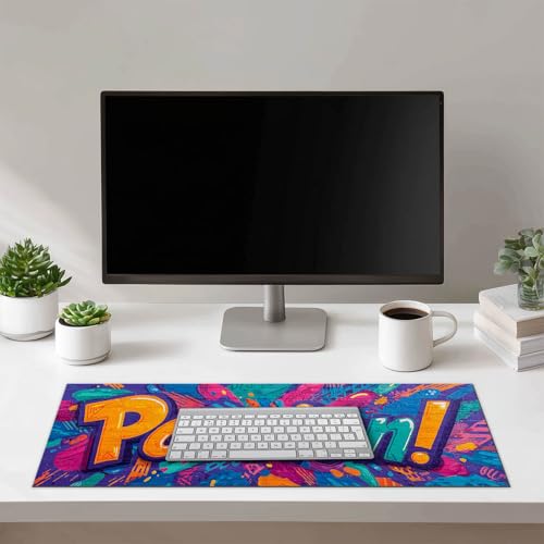HOMETITUTE XL Mouse Pad Gaming Mousepad 31.5x11.8 Inch Vibrant Passion! Graffiti Art Non-Slip Keyboard Desktop Protector Mat Diatomite Large Mouse Pad for Home and Office Desk Accessories - color: Vibrant "Passion!" Graffiti Art