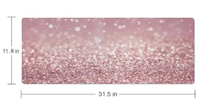 Gaming Mouse Pad Large, Keyboard Mouse Mat Desk Pad, Non-Slip Rubber Base with Stitched Edges Mousepad, 31.5X11.8 inch Pink Glitter Abstract Design - color: Pink Glitter Abstract Design