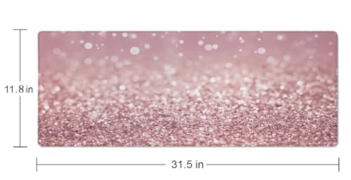 Gaming Mouse Pad Large, Keyboard Mouse Mat Desk Pad, Non-Slip Rubber Base with Stitched Edges Mousepad, 31.5X11.8 inch Pink Glitter Abstract Design - color: Pink Glitter Abstract Design