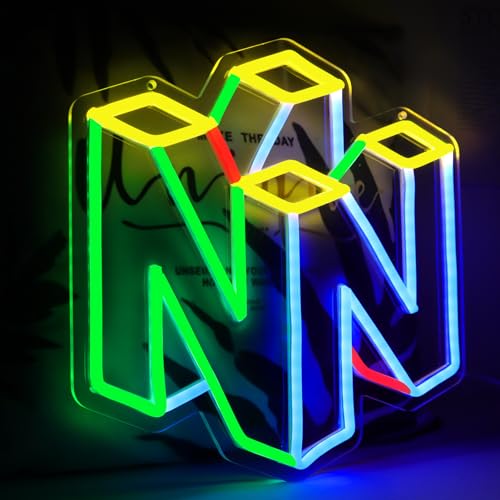 WonderfulLife Game Neon Sign for Gamer Zone Decor,Led Lights for Man Cave Bar or Bedroom Decoration.5V USB Powered,Easy Hanging. - color: N64