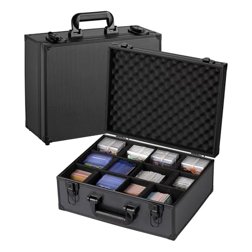 Card Storage Box Waterproof Card Case with Handle Portable Trading Card Case with Sponge Partition Graded Card Storage Organizer Fits CSG, BGS, CGC, SGC,PSA (XL) - size: XL