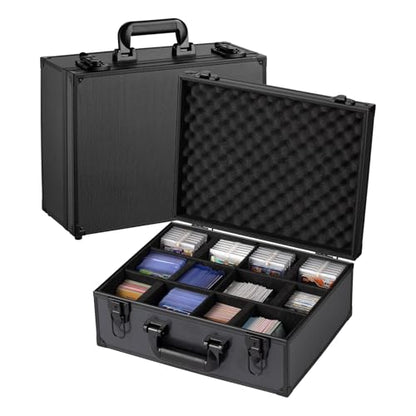 Card Storage Box Waterproof Card Case with Handle Portable Trading Card Case with Sponge Partition Graded Card Storage Organizer Fits CSG, BGS, CGC, SGC,PSA (XL) - size: XL