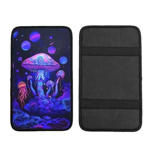 Center Console Cover Mushrooms Style Car Truck Interior Accessories Cute Boho Console Cover Purple Pink Armrest Cushion Pad Universal Fit for Most Vehicle, SUV, Truck - color: Mushroom