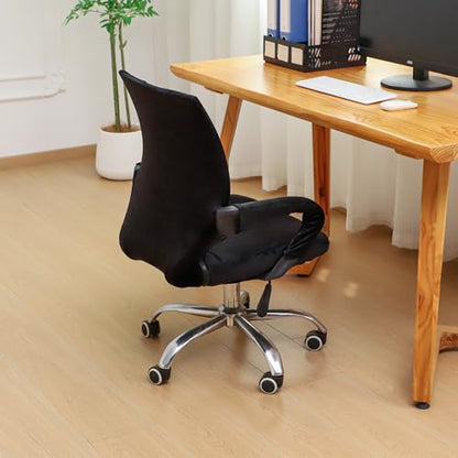 Velvet Office Chair Cover with Armrest Cover 18Inch Wide Stretch Black Small Desk Computer Chair Covers with Long Zipper Arm Slipcovers Washable - color: Velvet-black, size: Small