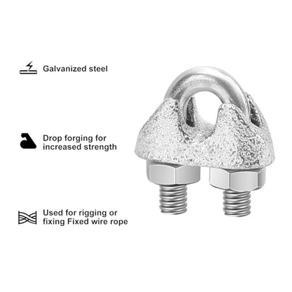 100 pcs 1/8" M3 Wire Rope Clip Cable Clamps Galvanized high Quality Steel Material, U-Bolt Saddle Fasteners - can be Used for Tent Ropes, Wire Ropes, Wire and Cable, clotheslines - size: M3 1/8" Inch