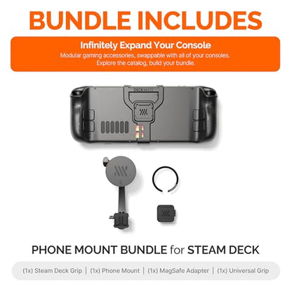 Mechanism Phone Mount Console Bundle for Steam Deck | Easily Connect Any iPhone or Android Using Our Phone Mount | Case Friendly Steam Deck Accessories | Deckmate