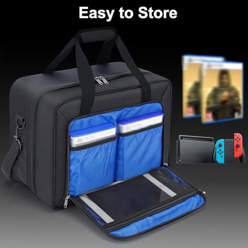 GDNasist Carrying Case Fit for PS5, Travel Thickened Protective Bag Compatible with Playstation 5 Console, Headset, PS5 Controller, Game Discs, and Gaming Accessories, All Black - color: All-black