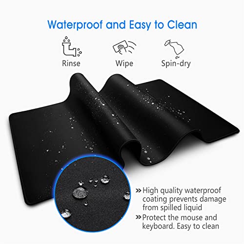 Large Gaming Mouse Pad & Desk Mat (31.5"x11.8") - Non-Slip Rubber Base, Stitched Edge - Black Mousepad for PC, Computer Gaming & Office Work - color: 31.5x11.8black