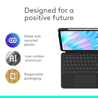 Logitech Combo Touch iPad Air 11-inch (M2, M3 & M4), iPad Air (5th gen) Keyboard Case - Detachable Backlit Keyboard with Kickstand - Midnight Black