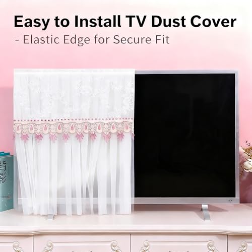 Lace Tv Cover Dust Cover, Indoor Computer Screen Protection , Lace TV Screen Protector Cloth, Antistatic Television Monitors Dust Proof (Size:55inch) - size: 55