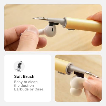 Hyashee Cleaner Kit for Airpods Pro 1 2 3 Multi-Function Cleaning Pen with Soft Brush Flocking Sponge for Bluetooth Earphones Case Cleaning Tools (Yellow) - color: Yellow