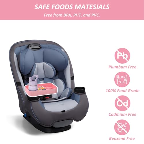 Car Seat Snack Tray for Toddlers, Reduces Mess Square Travel Tray Cup Holder Snack Tray, Durable Car Food Tray for Kids, Universal Fit Kids Travel Road Trip Essentials(Pink) - color: Pink