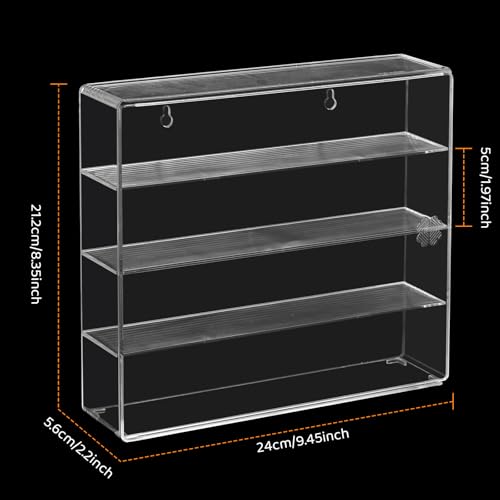 Clear Display Case 4 Compartments Storage Box Cabinet Organizer for Mini Toys, Collections and Stone
