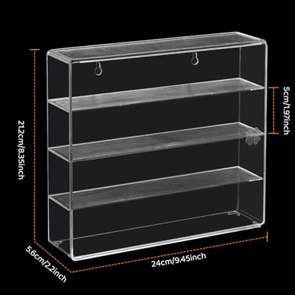 Clear Display Case 4 Compartments Storage Box Cabinet Organizer for Mini Toys, Collections and Stone