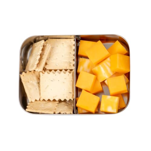 LunchBots Small Snack Packer Bento Box - Extra Small Divided Stainless Steel Snack Container - 2 Compartments for Fruits, Vegetables and Finger Foods - Dishwasher Safe – Stainless Lid - size: 2 Section