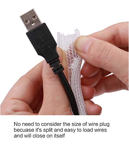 Alex Tech 10ft - 1/4 inch Cord Protector Wire Loom Tubing Cable Sleeve Split Sleeving for USB Cable Power Cord Audio Video Cable - Protect Cat from Chewing Cords - White - color: White, size: 1/4"-10ft