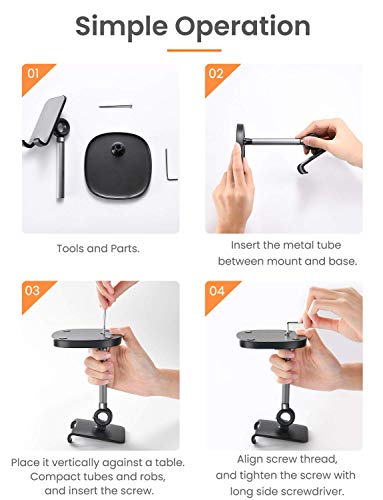 LISEN Cell Phone Stand Adjustable Phone Holer for Desk, Computer Office Desk Accessories for iPhone 16 Holder Women Kitchen Essentials Fits All Mobile Phones Switch Kindle iPads Tablet 4-10in (White - color: White