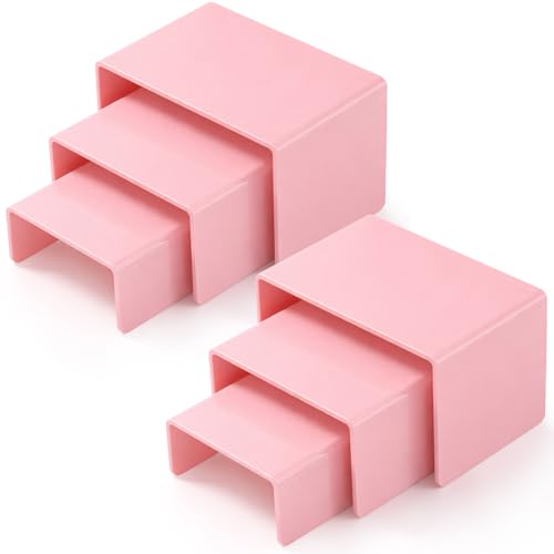 Chuangdi 2 Sets Acrylic Display Risers, Product Stand, Jewelry Display Riser Shelf Showcase Fixtures for Dessert Cupcake Candy Figure Treat Action Showcase(Pink,Small Set) - color: Pink, size: Small Set