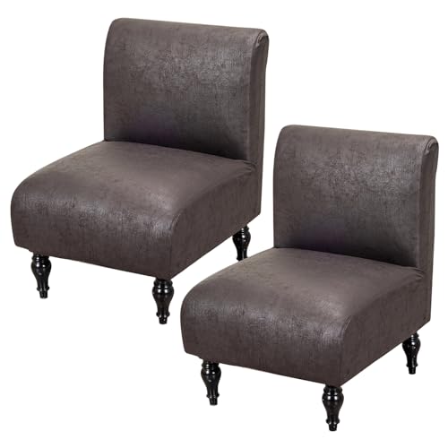 FUANGUI Armless Accent Chair Cover Slipcover, Stretch Spandex Chair Covers for Living Room Removable Washable for Armless Chair Furniture Protector - color: Crackle-black, size: 2pcs