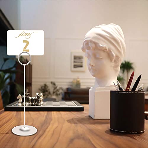 Urban Deco 16 Pieces Table Card Holder 8 inches Table Number Holders Place Steel Card Holders for Photos, Food Signs, Memo Notes, Weddings, Restaurants, Birthdays（Matte Silver） - color: Matte Silver