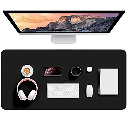 Hsurbtra Desk Pad, 35.5" x 17" PU Leather Desk Mat, XXL Extended Mouse Pad, Waterproof Desktop Blotter Protector, Non-Slip Ultra Thin Large Laptop Keyboard Writing Mat for Office Home, Black - color: Black, size: 35.5" x 17"