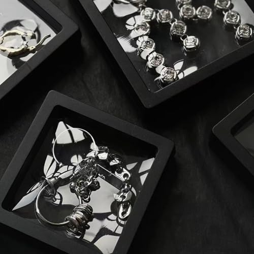 12PCS 3D Floating Frame Display Stand, Jewelry Box, Gift Box, Ornament Organizer, Small Travel Jewelry Box, PE Film Anti-Oxidation, Suspended Display Box Stackable (2.75*2.75，Type 1) - color: 2.75*2.75，Type 1